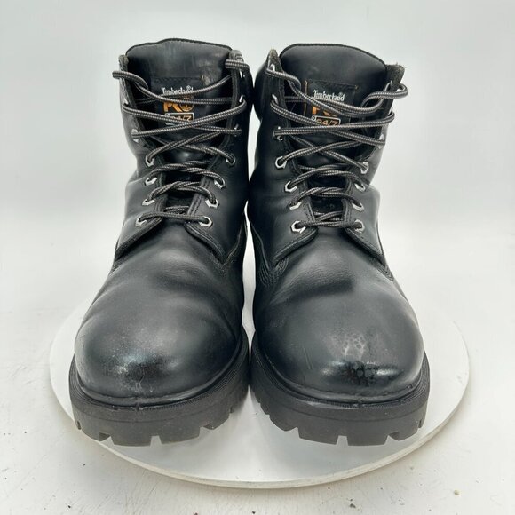 Timberland Pro Men Size 11.5W A1W6M Black Leather Wide Direct Attach Work Boot